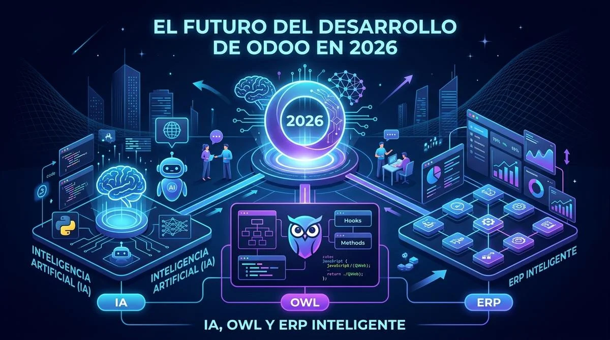Ilustración del post: El futuro del desarrollo de Odoo en 2026: IA, Owl y ERP inteligente