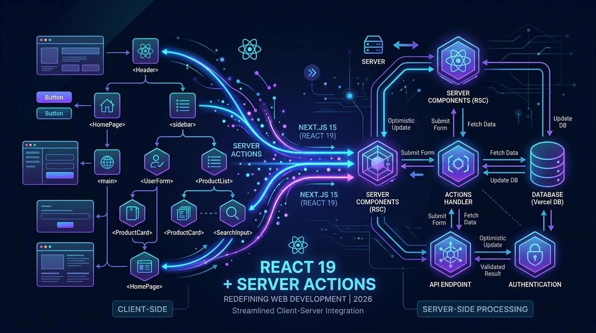 Ilustración del post: React 19 y Server Actions en 2026: Redefiniendo el Desarrollo Web